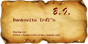 Benkovits Irén névjegykártya