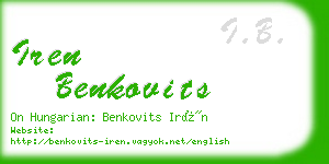 iren benkovits business card